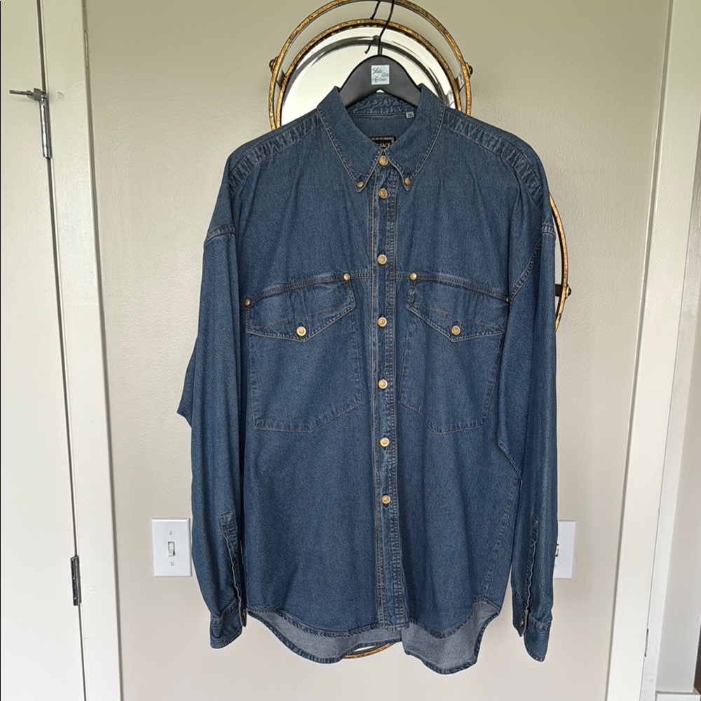 Vintage Versace Jeans Signature Denim Button Down Shirt XXL